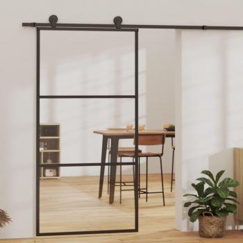 Black ESG Glass and Aluminum Sliding Door 102x205 cm