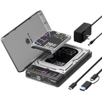 Caja Docking Icy Box IB-3882MSCL-CU31 para HDD/SSD M.2, 2.5 y 3.5, Clonación Offline, USB 10 Gb/s, Plástico Negro
