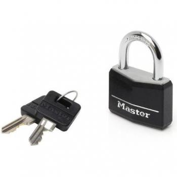 Master Lock 9150EURDBLK Key Padlock in Aluminium with Vinyl Cover, Black, 5 x 6.8 x 1.4 cm