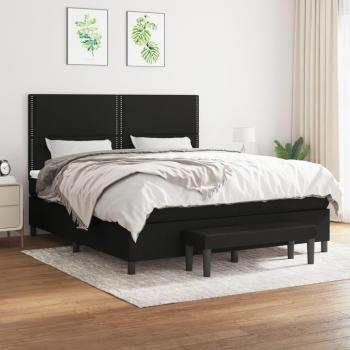 Cama box spring con colchón negro 160x200 cm en tela