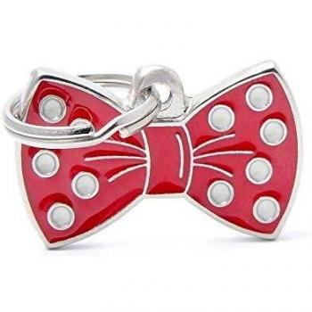 My Family Placa de Identificación personalizado para perro Made in Italy, Papillon rojo, Placa de identificación de Perro Grabada Gratis, Metal esmaltado a mano, Colección de Charms