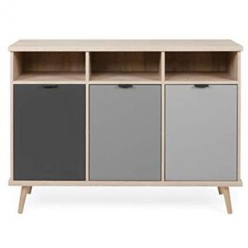 Cómoda Argonauta Gris Sonoma con Pies Elevados y 3 Compartimentos 120x40x88 cm