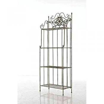 Estantería Plegable de Hierro Flora con 4 Estantes en Blanco Antiguo