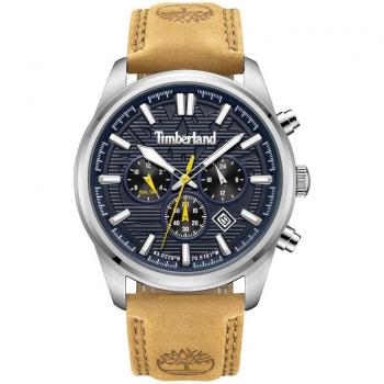 Reloj de Acero y Piel Timberland TDWGF0009602 para Hombre con Esfera Azul y Correa Camel