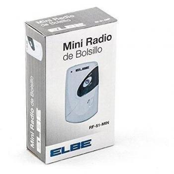 Elbe RF-51-MIN - Radio de bolsillo, sintonizador analógico AM/FM, auriculares incluidos, color blanco