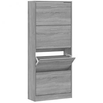 Mueble Zapatero Armario para zapatos de Madera Contrachapada Gris Sonoma 63x24x147 cm