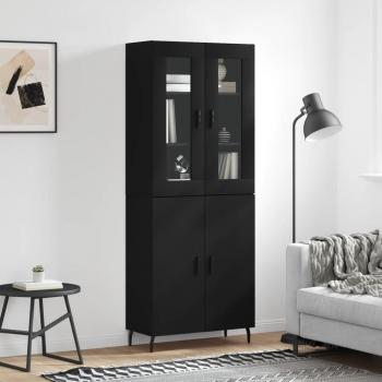 Aparador alto de madera contrachapada negro 69,5x34x180 cm