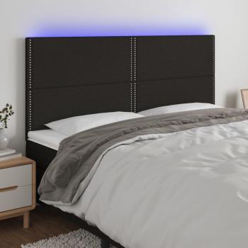 Cabecero LED negro con luces, dimensiones 180x5x111/128 cm, material de tela