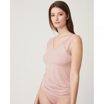 Camiseta interior de mujer sin mangas con encaje floral
