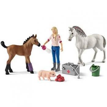 Schleich Farm World Set de Juego Veterinario Visitando Yegua y Potro