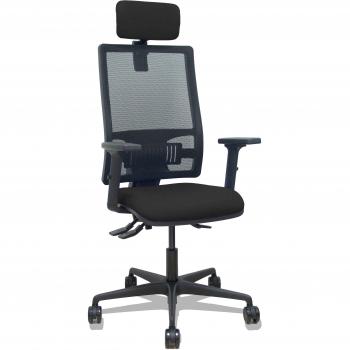 Silla Bormate asincro malla negra asiento bali negro brazos 2D ruedas 65mm cabecero regulable
