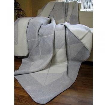 Manta de 70% lana , 200 X 220cm, gris-blanco, modelo Selva 2