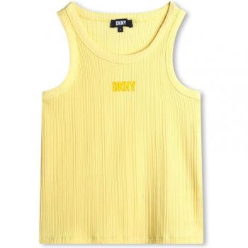 Camiseta de niña DKNY de canalé con logo bordado, sin mangas, modelo D60081