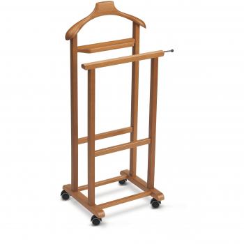 Galán de Noche MIRANO de Madera Cerezo - Elegante, con Percha, Pantalonero y Estante de Apoyo
