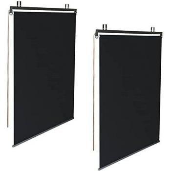 Juego de 2 estores enrollables negros para pérgola L.124 x A.225 cm