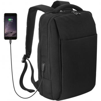 Mochilas Ordenador Portátil de hasta 15.6 de OMorc, Mochilas Impermeable de Carga USB Unisex con Durable y Gran Capacidad para trabajo, escolar, diario, etc-Negro