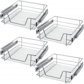 Cajones telescópicos Tectake para cocina y dormitorio - Bandeja telescópica con rieles extensibles de acero, cesto extraíble, apto para armarios de 30 cm, 40 cm, 50 cm