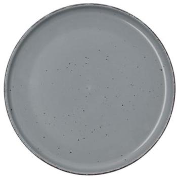Plato Llano Cerámico Grande 26,5x2,8cm Gris Decorado Apilable y Apto para Microondas