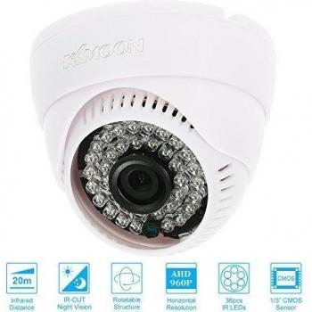 KKmoon 960P 1600TVL Cámara de Domo de Vigilancia Interior AHD CCTV 1/3 CMOS 1.3MP 3.6mm 36 LEDs Soporta Filtro IR-CUT Visión Nocturna Plug y Play PAL