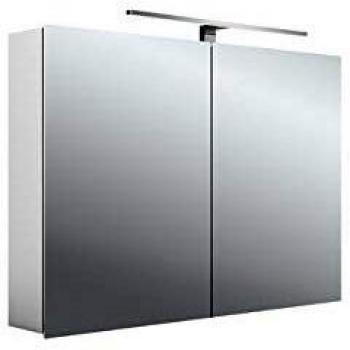 Espejo iluminado Emco Mee 100x70 cm, armario de baño con 2 puertas, aluminio, modelo de superficie