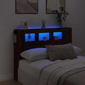 Cabecero LED Madera Multicapa Roble Marrón 140x18,5x103,5 cm