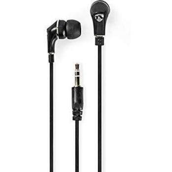 Nedis HPWD1002BK Auriculares con Cable | Cable Plano de 1,20 m | Intrauditivos | Negro