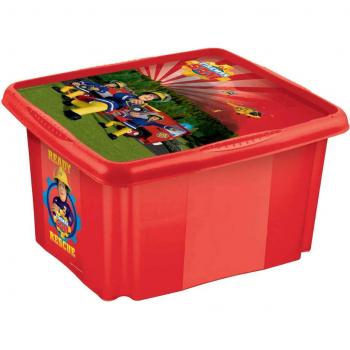 Caja de almacenamiento Keeper Sam el Bombero 38 x 28,5 x 20,5 cm, 15 litros, rojo cereza