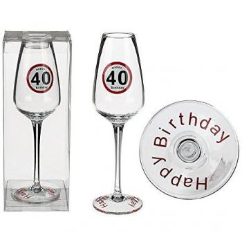 OOTB Champán Cristal Happy Birthday 40, Cristal, Transparente, 9 x 9 x 24 cm