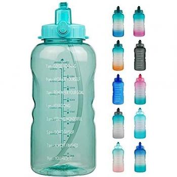 Reeho 3.8 L Botella Agua Deporte, Botella Plastica Tritan Reutilizable 1 Galón, Botella Agua Gimnasio con Marcador de Tiempo para Athletic, sin BPA