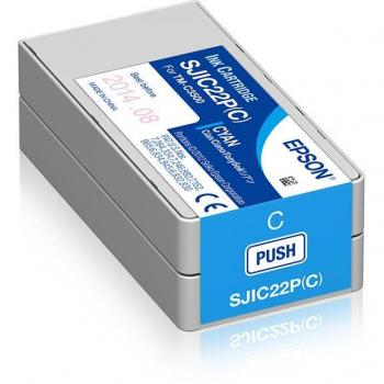 Epson SJIC22P(C) Cyan Ink Cartridge for ColorWorks C3500, 32.5ml, Original C33S020602