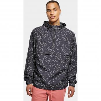 Urban Classics Flower AOP Pullover Windbreaker Jacket for Men - Anthracite