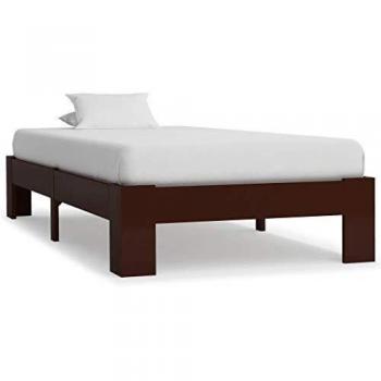 vidaXL Madera Maciza Pino Estructura Cama Mobiliario Casa Clásica Práctica Cómoda Moderna Robusta y Duradera Sin Colchón Marrón Oscura 90x200cm