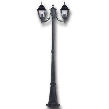 Lampione de Jardín New York 2 Luces 200 cm Gris Fundido 60 W