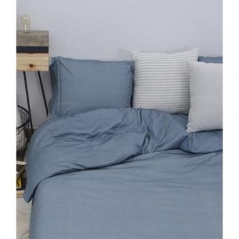 Funda Nórdica Azul de Algodón 100% con Tacto Suave, No se Arruga, para Cama de 180 cm + 2 Almohadas 50x105 cm