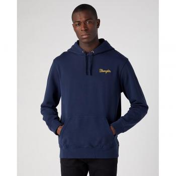 Wrangler Men's Logo Hoodie - Relaxed Fit Navy Sweatshirt