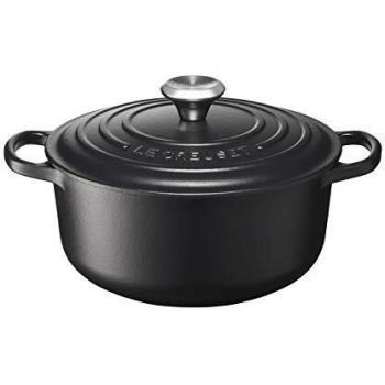LE CREUSET 21177200000430 Signature Enamelled Cast Iron Round Casserole Dish With Lid, 20 cm, 2.4 Litre, Satin Black, 211772000