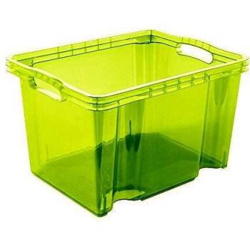 Caja de Almacenaje Verde Transparente con Asas Integradas - 13,5 Litros - 35 x 27 x 21 cm