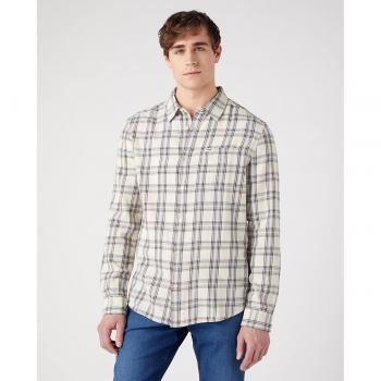 Wrangler - Camisa de hombre de corte classic en color blanco de cuadros, corte regular