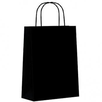 SIN MARCA Paq.25 bolsas papel asa retorcida formato xs 18+8x24cm 90gr negro 02004091