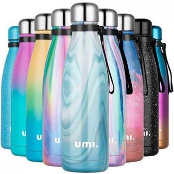 UMI. by Amazon - Botella Agua Acero Inoxidable 500ml, Termo Cafe para Llevar, Botella Térmica con Aislamiento de Vacío de Doble Pared, Sin BPA, para Niños Adultos, Deporte, Oficina, Viaje, Mármol