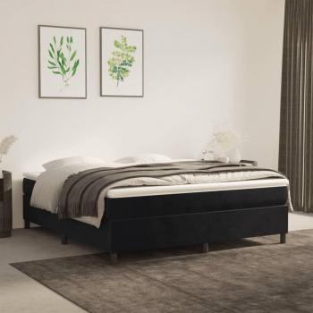 Cama box spring con colchón de muelles en terciopelo negro 180x200 cm