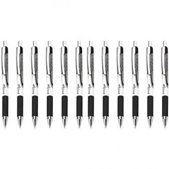 Zebra Z-Grip Fight Ball Pen - Paquete de 12 bolígrafos de bola retráctil con trazo grueso, negro