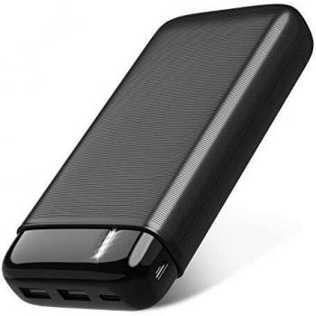 RIWNNI USB C Bateria Externa 20000mAh, Gran Capacidad Power Bank 18W PD Carga Rápida Batería Portátil con 3 Salida & 2 Entrada Cargador Portatil Movil para iPhone, iPad, Samsung, Huawei y Más - Negro