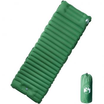 Colchón de Camping Autoinflable con Almohada para 1 Persona - Color Azul Marino, Verde y Naranja - Marca vidaXL