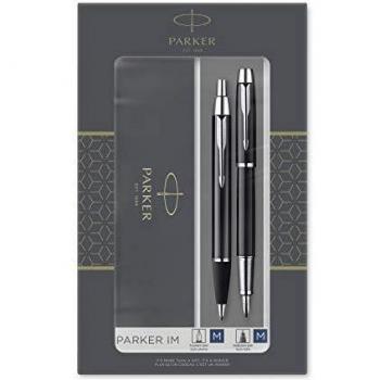 Parker 2093215 Juego de Bolígrafos, Color Negro y Plata, Pack de 2 Piezas