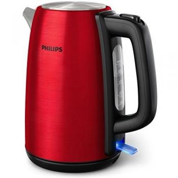 Tetera eléctrica Philips Daily Collection HD9352/60 - 1,7 L, 2200 W, Negro/Rojo, Acero inoxidable, Indicador de nivel de agua, Sin cables