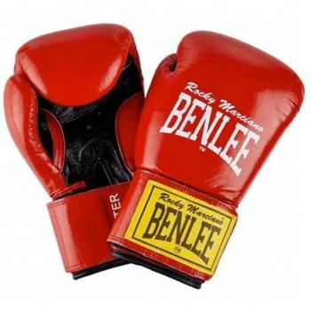 Guantes de boxeo Benlee Fighter rojo y blanco - 12 oz, cuero, diseño ergonómico, acolchado de alta densidad para protección, cierre ajustable en muñeca