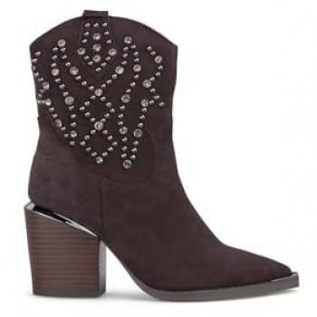 Botines de piel marrón para mujer con tacón bloque y cremallera - Alma en Pena 503 (talla 38)