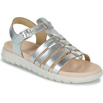 Sandalias Niña Geox J S. Soleima G.b - Metal.lea, color plateado, diseño cómodo y transpirable, suela de goma antideslizante, cierre ajustable con velcro