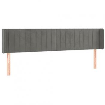 Cabecero con LED de terciopelo gris claro 163x16x78/88 cm